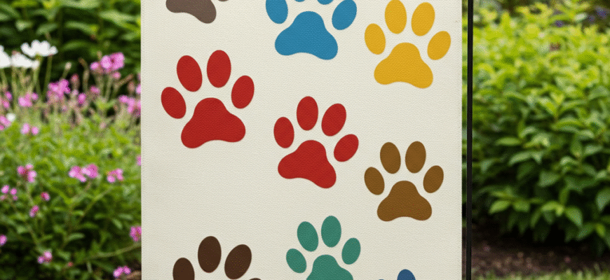 DIY Pet Paw Print Garden Flag Decoration