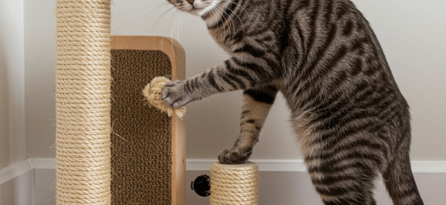 DIY Cat Scratcher Post from Sisal Rope and Wood